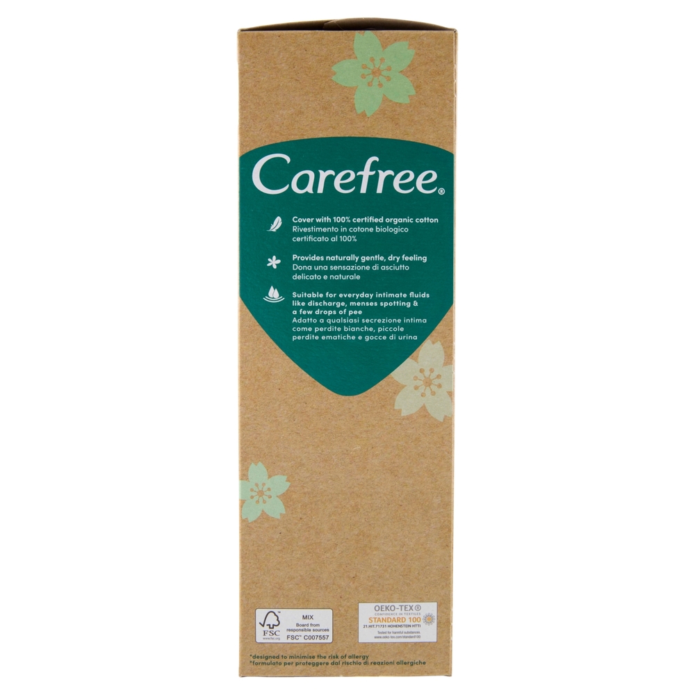 Carefree 100% Organic Cotton Topsheet Long Salvaslip 24 pz